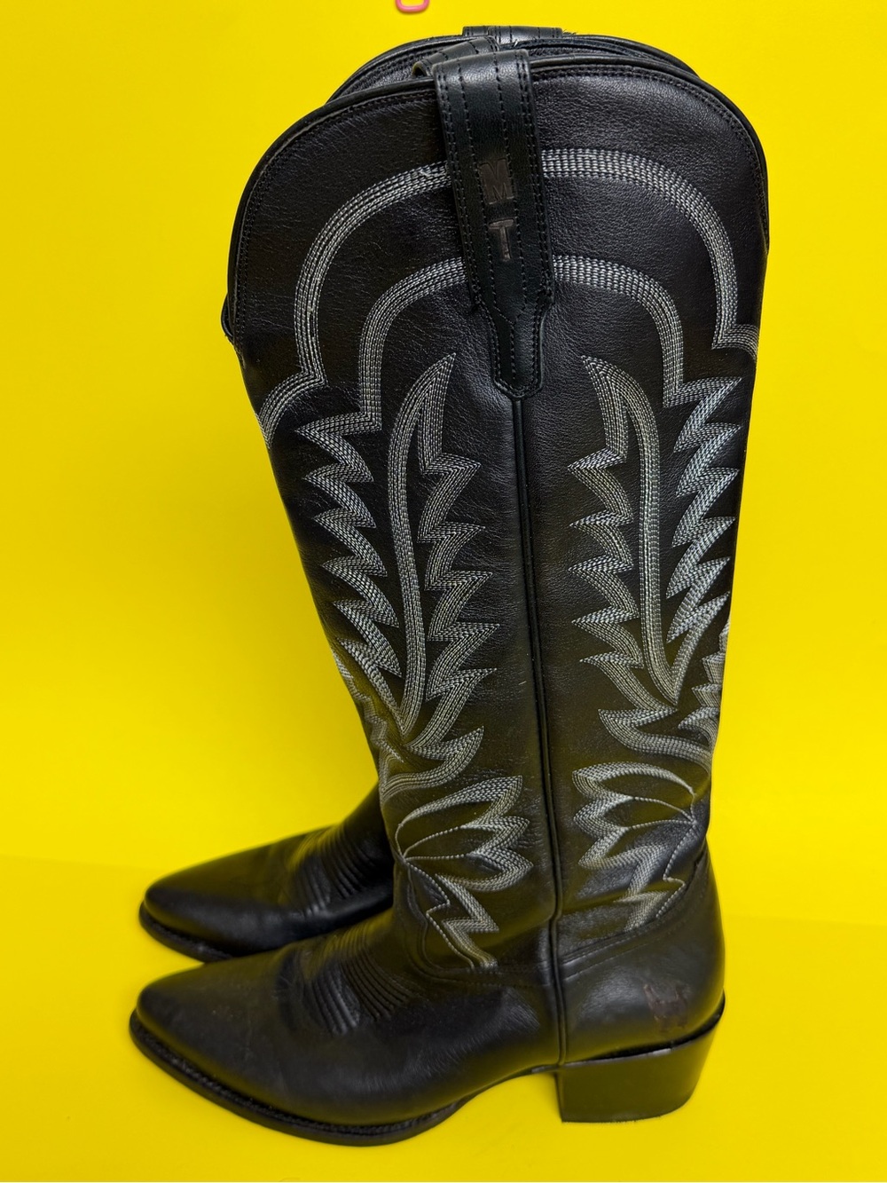 Tecovas The Abby Leather 17” Tall Midnight Leather Cowgirl Western Boots 11B